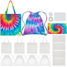 12 Pcs Cotton Bags Set for Tie Dye Kit 3 Style Cotton Tote Drawstring Makeup ...