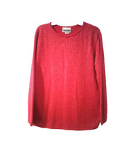 Carly Blake Women's Size Large Red Knit Pullover Sweater USA Made