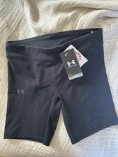 NEW With TAGS Under Armour Girls Fitted Bike Shorts Black YL Youth Large