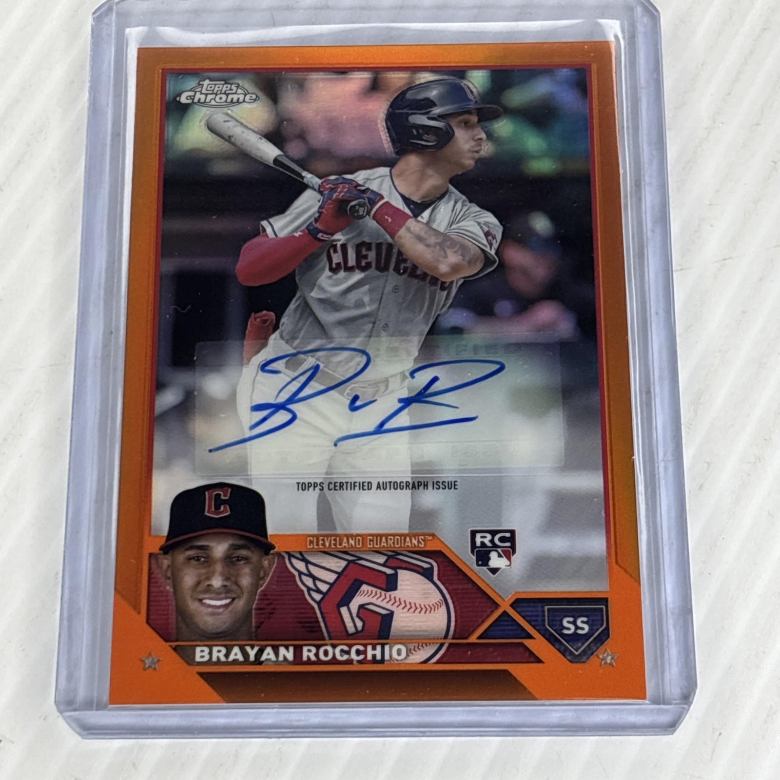 2023 Topps Chrome Brayan Rocchio #'d /25 Orange Refractor RC #AC-BR Auto Rookie