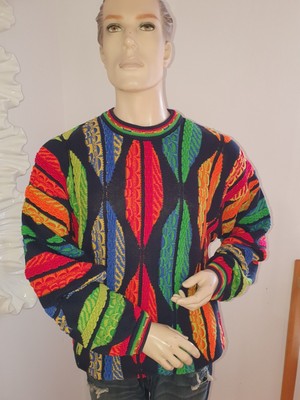 Vintage 90s COOGI AUSTRALIA Pullover, Sweater Multicolor size L (Größe:52) 3D 