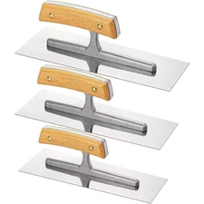 3.7 In. X 10.6 In. Stainless Steel Flat Drywall Trowel Set with Wooden Handles, 