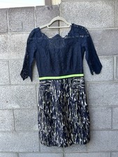 Vintage Milly of New York Dress Size 6 Made in USA Mesh Navy Blue Colorblock