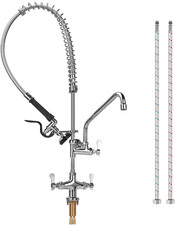36" Commercial Pre Rinse Faucet with 12" Swing Spout for Restaurant Kitchens