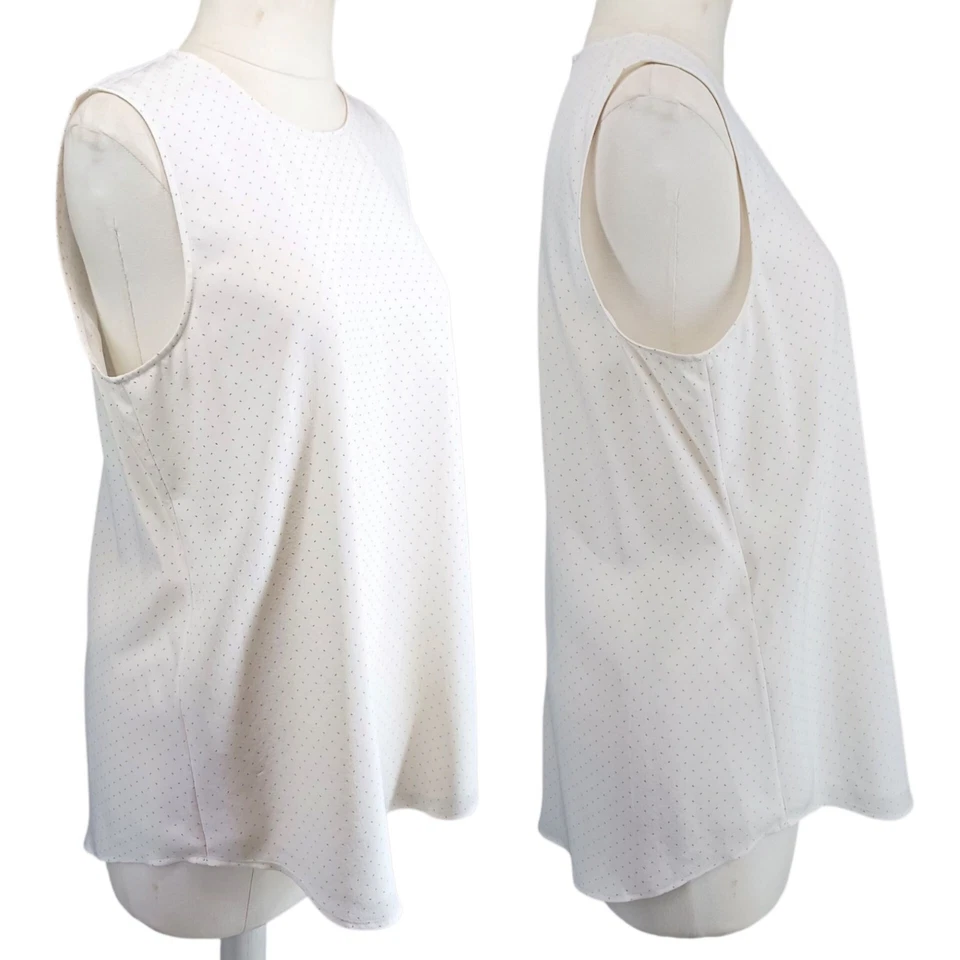 Theory 女式燕麦霜波尔卡圆点无袖丝绸贝壳背心内衬 M — 第 3/4 张图片