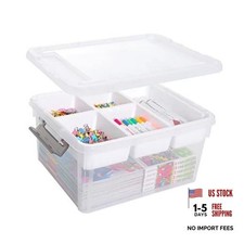 17 QT Plastic Storage Box with Removable Tray Craft Organizers - 1 Pack