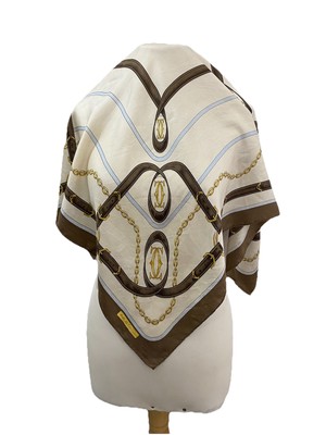 S36# Must De Cartier Multicolore Silk Scarf Has Stain & Pulled Thread &pinhole