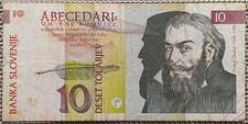 10 Tolarjew Banknote, Geldschein Slowenien 1992, VG- F =