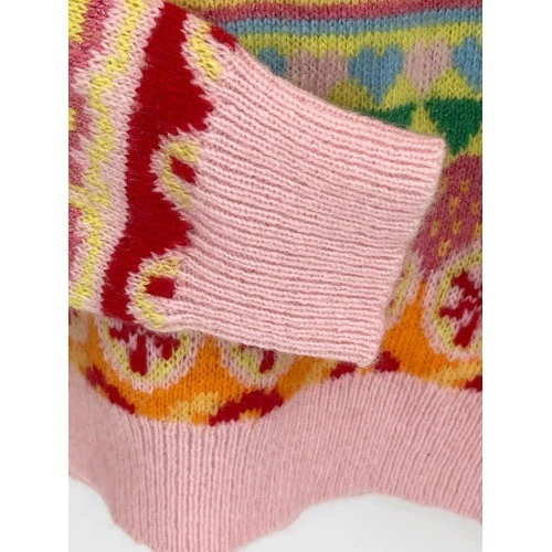 J Crew Crewcuts Wool Blend Sweater Girls 12 Rainbow Colorful Crewneck Fair isle - Image 2 of 4