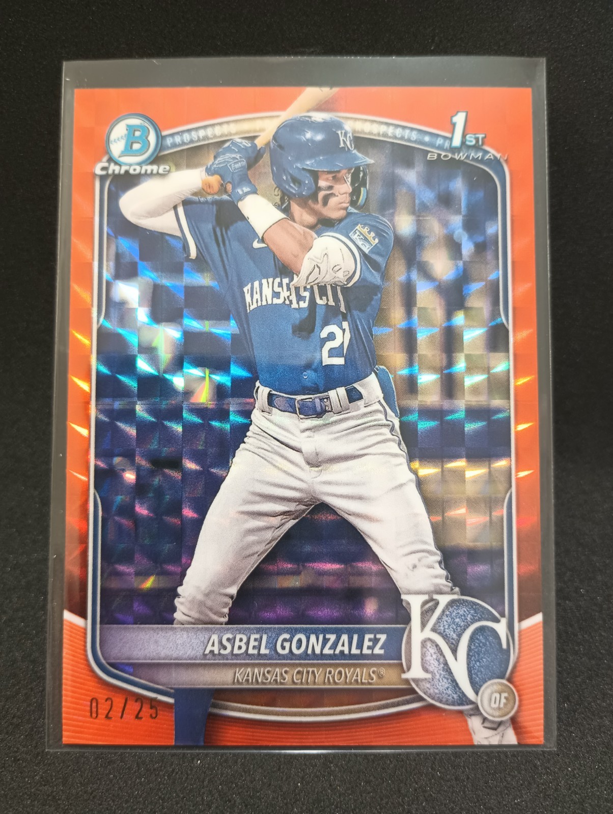 2025 Bowman Chrome 1st Orange Geometric Refractor Asbel Gonzalez #d /25 🔥