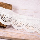 Scalloped Eyelet White Cotton Lace Ribbon Trim, 4 Inches Wide 2 Yards Vintage...