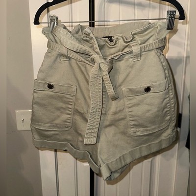 Ted Baker Size 28 Sage Green Paperbag Women's Casual High-Waisted Shorts w Belt