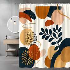 Modern Abstract Shower Curtain in Earthy Tones and Shapes