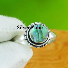 Abalone Shell Gemstone 925 Sterling Silver Handmade Jewelry Ring Size 5 to 13