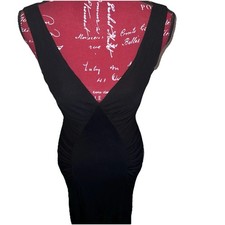 David Meister Black Ruched Midi Dress 4 Minimalist Evening Cocktail Gown