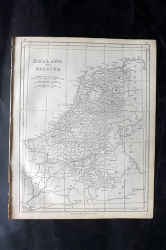 Lowry 1852 Antique Map. Holland and Belgium