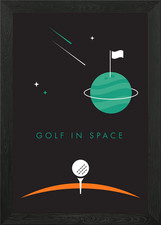Golf in Space Framed Wall Art Poster Canvas Print Picture