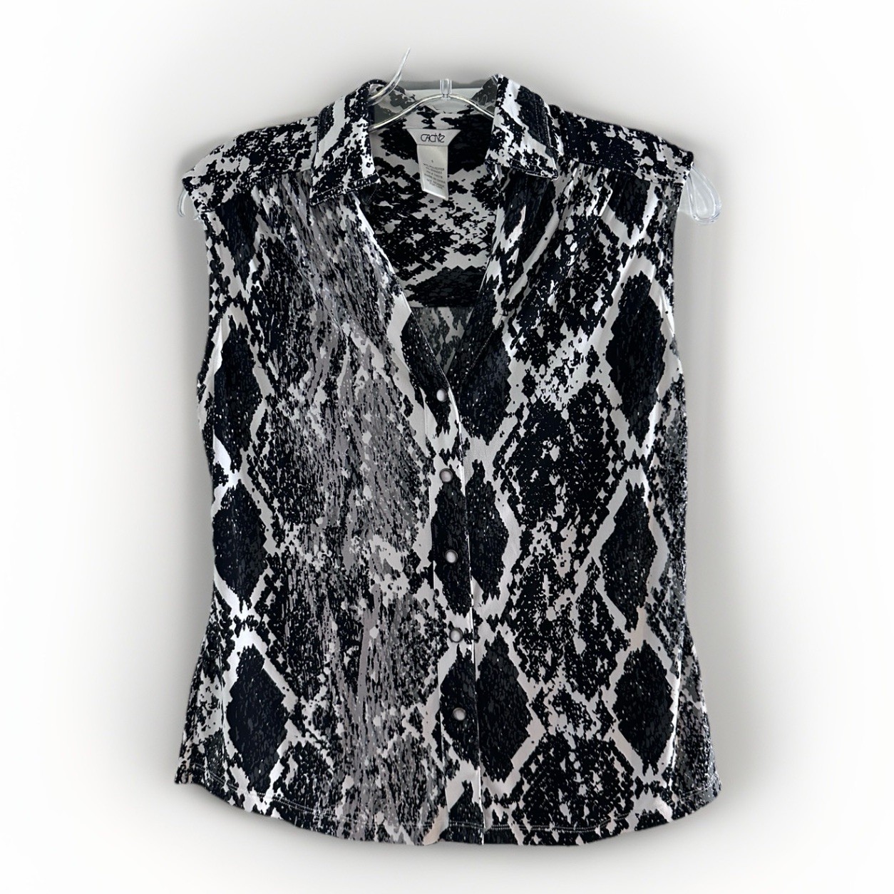 Cache Snake Print Sleeveless Collared Top Pearl S… - image 1