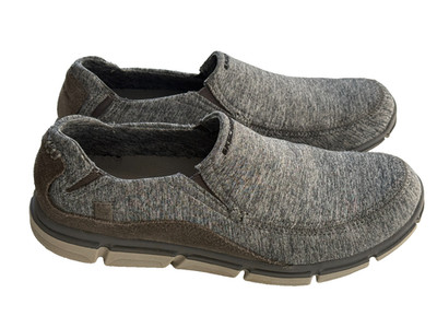 Skechers Expected Gomel Shoes Mens 12 Gray Tan Slip-On Loafer Relaxed Fit 64389