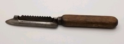 Antique Peeler/ Slicer/ Zester Carbon Steel Blade Wooden Handle Made In Germany