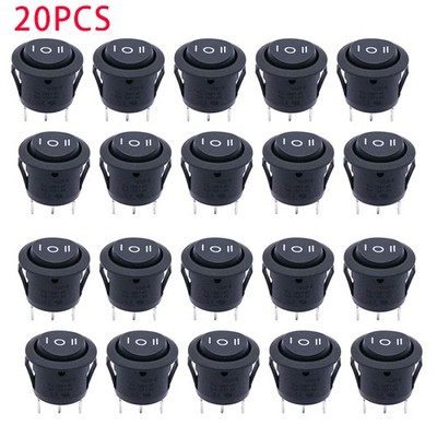 20Pcs ON/OFF/ON 3 Position SPDT Round Boat Rocker Switch10A/125V 6A/250V USA
