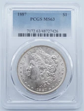 1887 P Morgan Silver Dollar $1 PCGS MS63 - U356