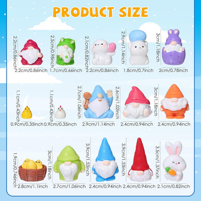 15 Pcs Mini Resin Gnomes Small Gnomes Figurines Miniature Bunny Figurines Eas...