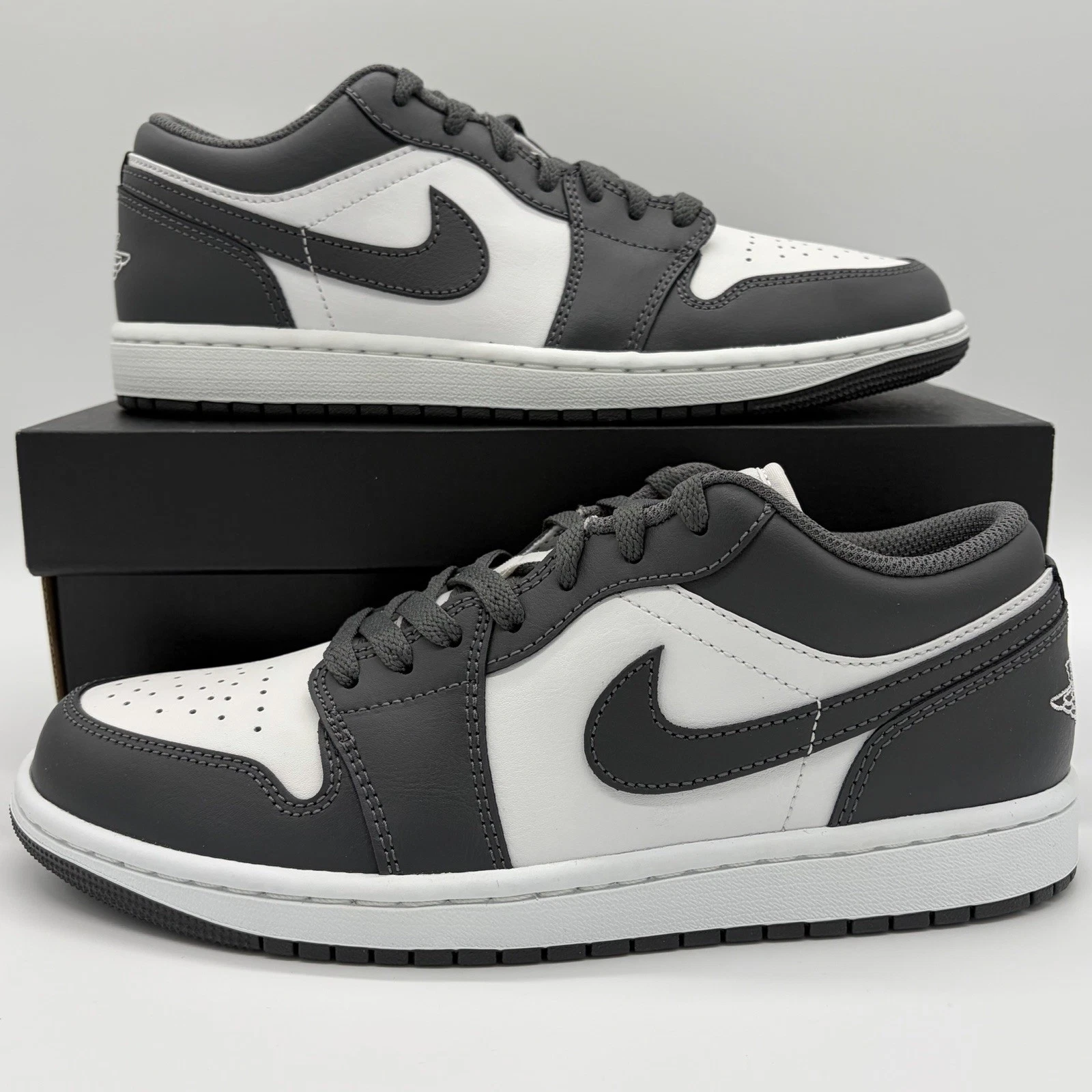 Nike Air Jordan 1 Low Iron Gray Summit White Sneakers 553558-044 Mens Size NEW