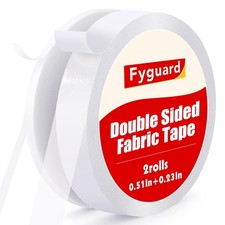 2 Rolls Double Sided Fabric Tape, 0.51In +0.23In Hem 0.51 in + 0.23 in, White