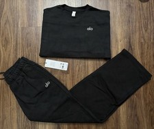 Authentic Alo Yoga BLACK  ACCOLADE Pullover Jumper &  Straight Leg Sweat Pants 