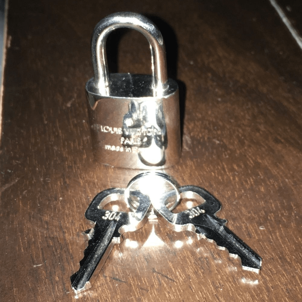 LOUIS VUITTON Palladium Lock and Key Numbers 304 Silver Padlock