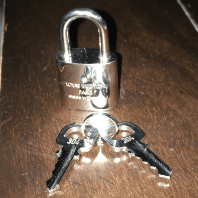 LOUIS VUITTON Palladium Lock and Key Numbers 304 Silver Padlock