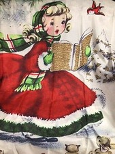 Vintage Christmas Girl Shower curtain and bath set Society 6