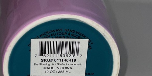 Bicchiere ceramica Starbucks 2023 San Valentino blu viola cuori con coperchio 12 oz NUOVO - Foto 5 di 8