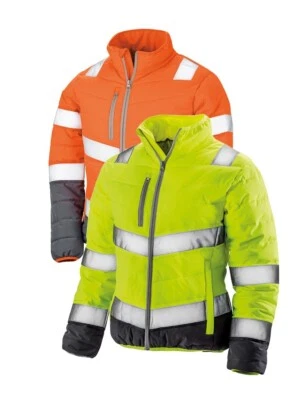 Result Damen Weich Gepolstert Sicherheit Hi Viz Jacke Mantel Orange Oder Gelb - Bild 1 von 2