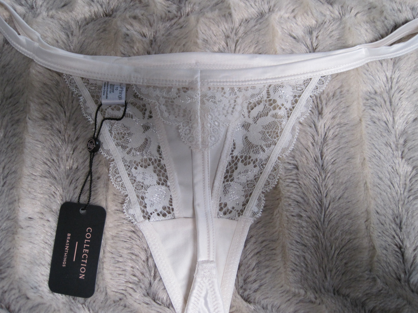 BRAS N THINGS 3PCE RAPTURE IVORY BRA 10C MINI V & SUSPENDER SIZE 12