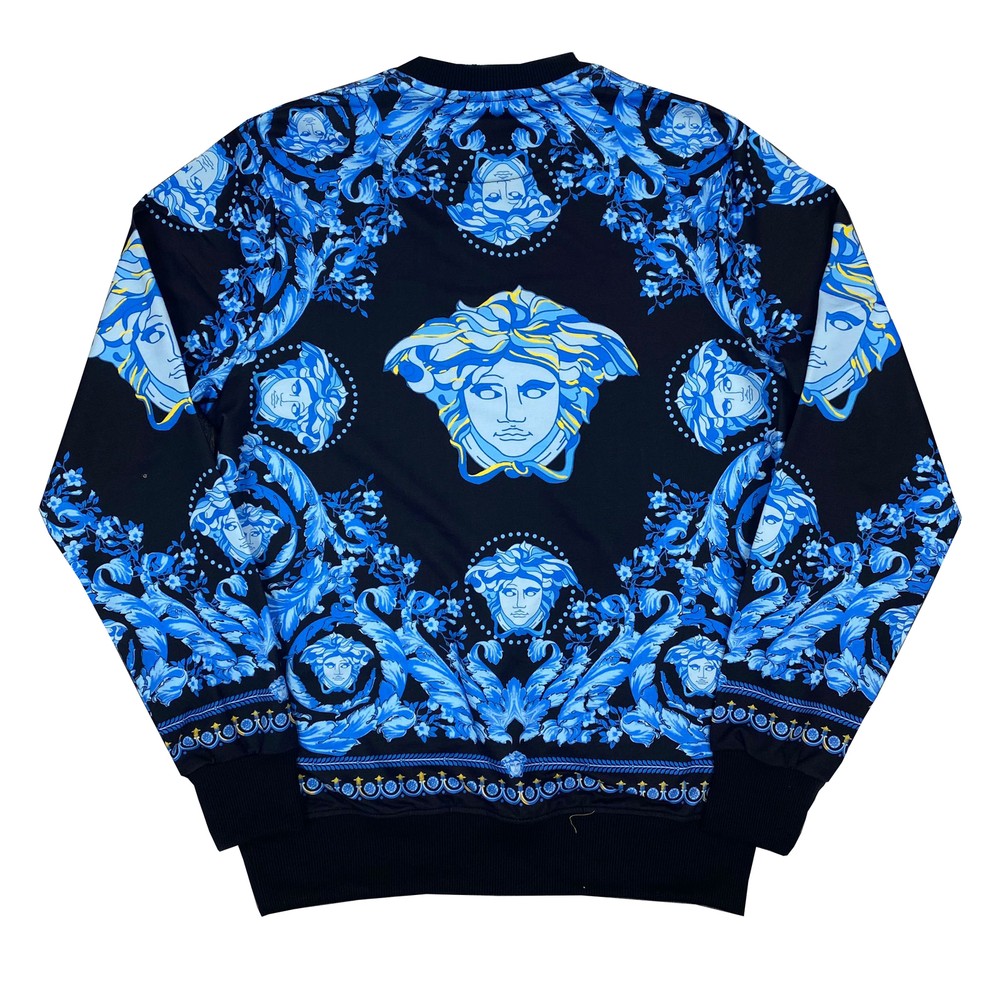 New Men's Versace Sweat shirt Long Sleeve American Slim Size Blue / black