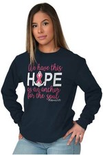 Camiseta para mujer Hope Anchors Soul Breast Cancer Awareness manga larga