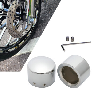 2X Billet Aluminum Front Axle Nut Cover Bolt For Harley Dyna Touring Road Glide