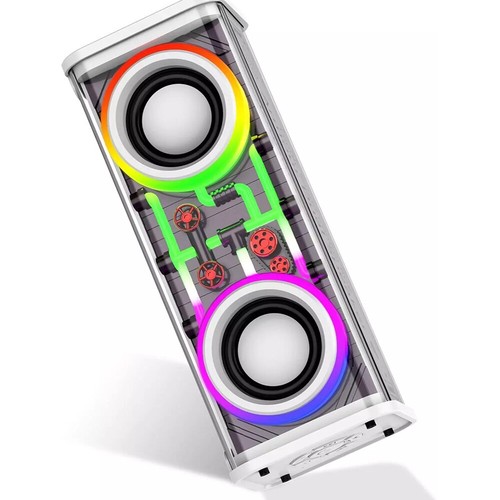 Transparent Mecha Wireless Bluetooth Speaker Portable Mini RGB Light Stereo Bass - Picture 26 of 26