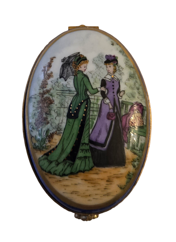 France Limoges Box Oval With Victorian Painting - Picture 6 of 6