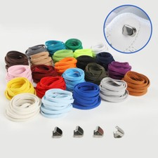 No Tie Flat Shoe Laces Adult Kid Springy Elastic Ribbon Clamp Lazy Easy Sneaker