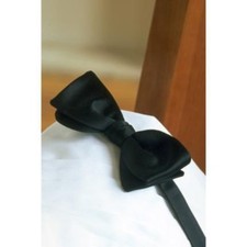 Pre-Tied Black Silk Bow Tie