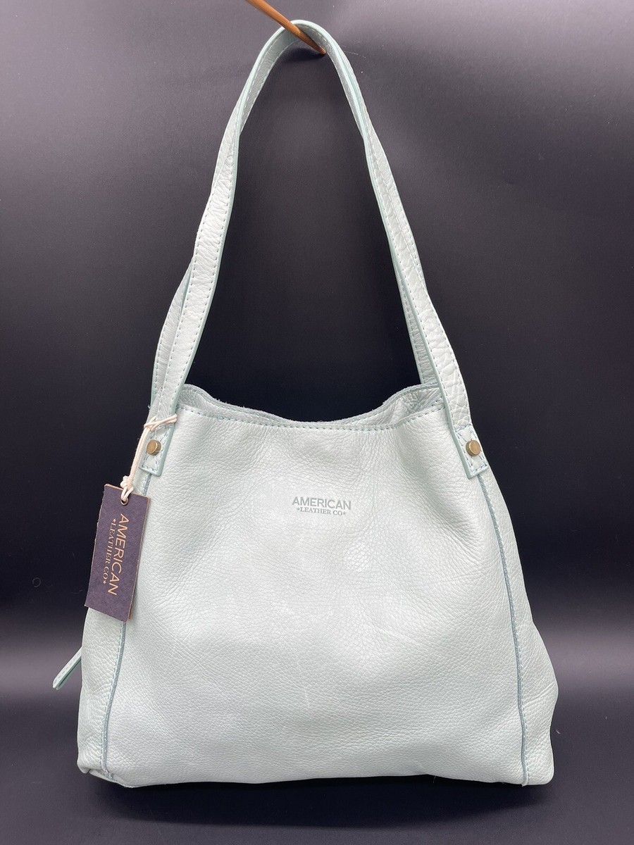 American Leather Liberty Shopper In Morning Mist- Teal Blue Shoulder Bag