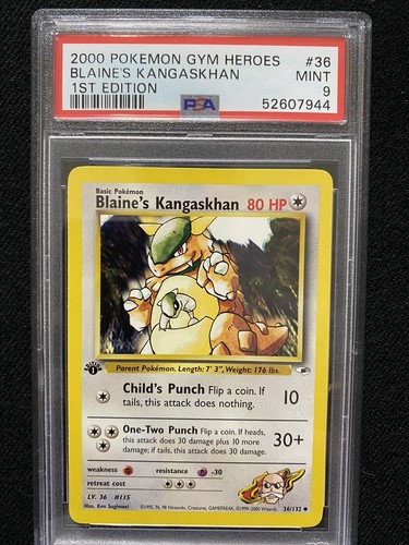 Blaine's Kangaskhan (1st Edition) graded PSA 9 for sale on eBay