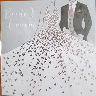 Bauchnabel Designs Paloma Braut & Bräutigam Handarbeit Kristalle Blanko Grußkarte
