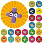 900 Colourful Mini Maths Character Dots 10mm Glossy Teacher Reward Stickers