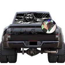 Truck Back Window Graphics Wolf American Flag P565 See Through Rear Decal