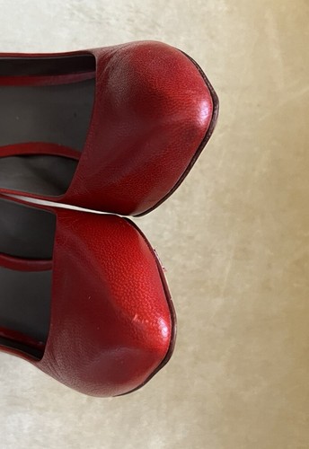 Vintage Dolce Gabbana Block Heels Red Leather Shoes 38 - Picture 10 of 14