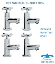 Bristan Damixa Basin and Bath Pillar Hot and Cold Quarter Turn Chrome Tap Set